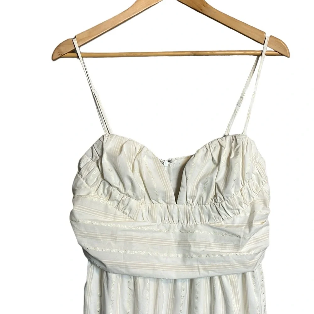Moon River Spaghetti Strap Dress, Sweetheart, Empire Waist, White & Gold XL - Picture 5 of 11